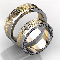 Обручальные кольца парные с бриллиантами из золота 585 пробы, артикул R-GGR57