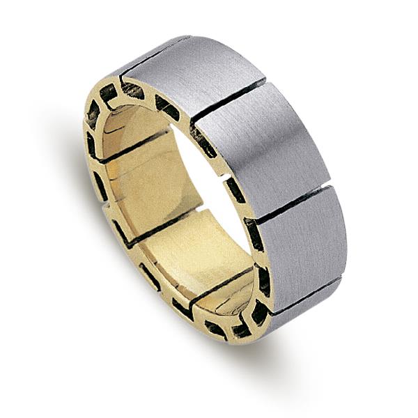 Обручальное кольцо из двухцветного золота 585 пробы, артикул R-ДК 013