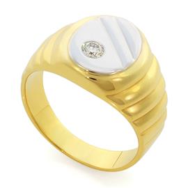 Кольцо с 1 бриллиантом 0,16 ct 4/5 из желтого и белого золота, артикул R-TRN02517-01