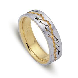 Обручальное кольцо из двухцветного золота 585 пробы, артикул R-ДК 020