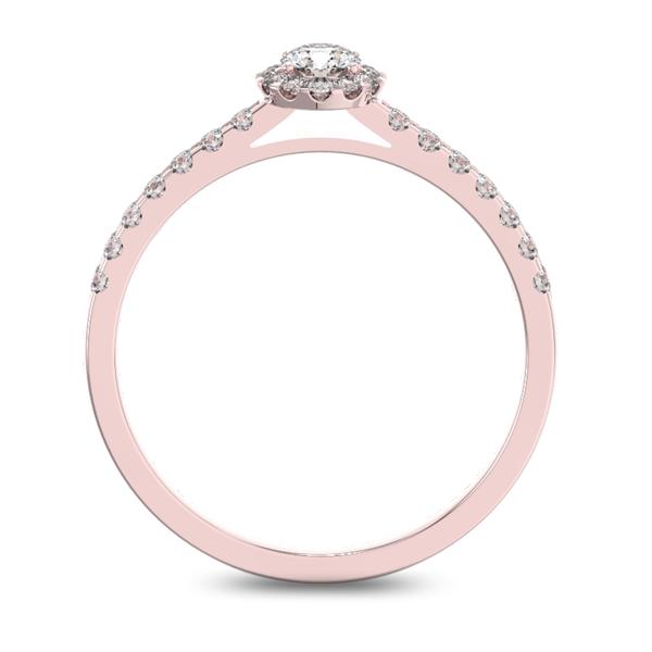 Помолвочное кольцо 1 бриллиантом 0,2 ct 4/5 и 26 бриллиантами 0,2 ct 4/5 из розового золота 585°