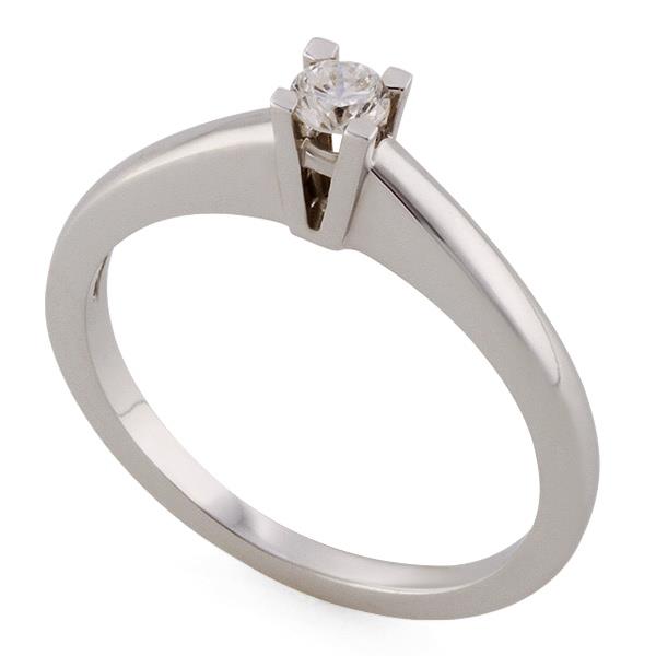 Помолвочное кольцо с 1 бриллиантом 0,15 ct 4/5 белое золото, артикул R-TRN04654-11