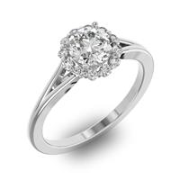 Помолвочное кольцо с 1 бриллиантом 0,7 ct 4/5  и 14 бриллиантами 0,17 ct 4/5 из белого золота 585°