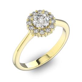 Помолвочное кольцо с 1 бриллиантом 0,5 ct 4/5  и 12 бриллиантами 0,24 ct 4/5 из желтого золота 585°, артикул R-D42195-1