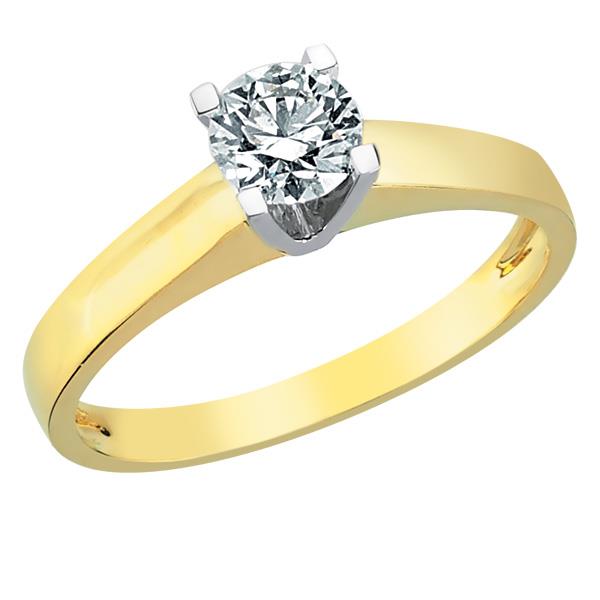 Помолвочное кольцо из белого и желтого золота 750 пробы с 1 бриллиантом 0,49 карат, артикул R-TRN04603-02