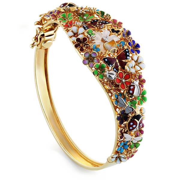 Золотой браслет с разноцветными камнями