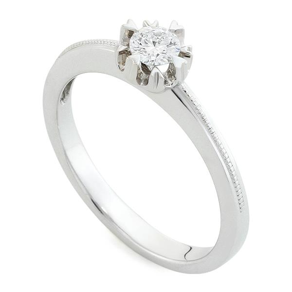 Помолвочное кольцо с 1 бриллиантом 0,21 ct 3/4 белое золото 585°, артикул R-38-2-DD-R-313706