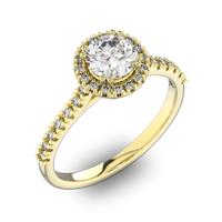 Помолвочное кольцо с 1 бриллиантом 0,7 ct 4/5  и 30 бриллиантами 0,18 ct 4/5 из желтого золота 585°