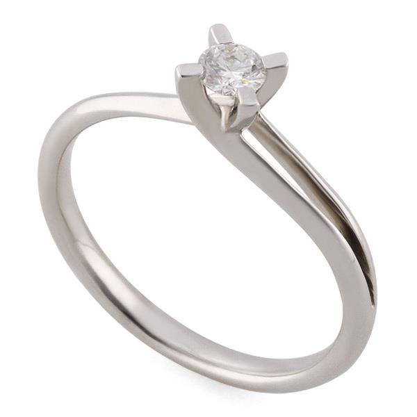 Помолвочное кольцо с 1 бриллиантом 0,23 ct 3/6  из белого золота 585°, артикул R-YZ42349-2