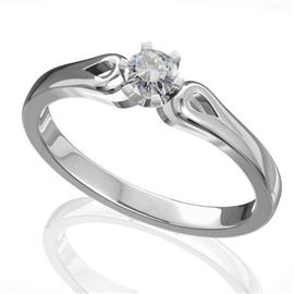 Помолвочное кольцо с 1 бриллиантом 0,18 ct 4/5  из белого золота 585°, артикул R-D40074-2 