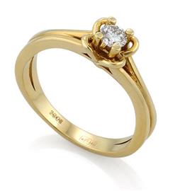 Помолвочное кольцо "Цветок верности" из желтого золота 585 пробы с 1 бриллиантом 0,2 карат, артикул R-ЯК 048