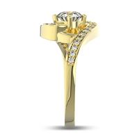 Помолвочное кольцо с 1 бриллиантом 0,45 ct 4/5  и 22 бриллиантами 0,13 ct 4/5 из желтого золота 585°