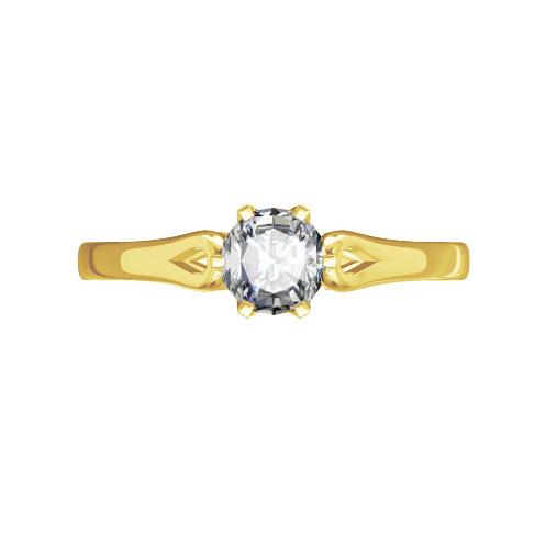 Помолвочное кольцо с 1 бриллиантом 0,19 ct 4/5  из желтого золота 585°