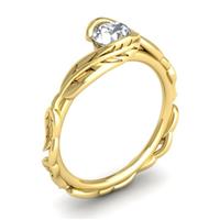 Кольцо с 1 бриллиантом 0,35 ct 4/5  из желтого золота 585°