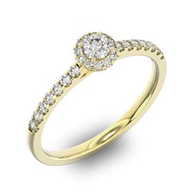 Помолвочное кольцо 1 бриллиантом 0,2 ct 4/5 и 26 бриллиантами 0,2 ct 4/5 из желтого золота 585°, артикул R-D36029-1