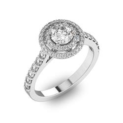 Помолвочное кольцо с 1 бриллиантом 0,45 ct 4/5  и 56 бриллиантами 0,37 ct 4/5 из белого золота 585°, артикул R-D40731-2