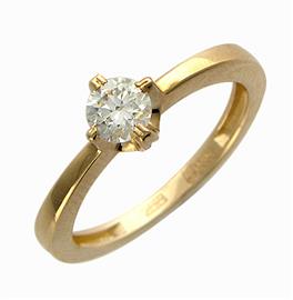 Помолвочное кольцо из желтого золота 585 пробы с 1 бриллиантом 0,31 карат, артикул R-01К612816-031