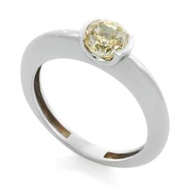 Кольцо с 1 желтым бриллиантом 1,10 ct фантазийного желтого цвета и чистоты 7, белое золото сертификат SGC, артикул R-0719 (612820)