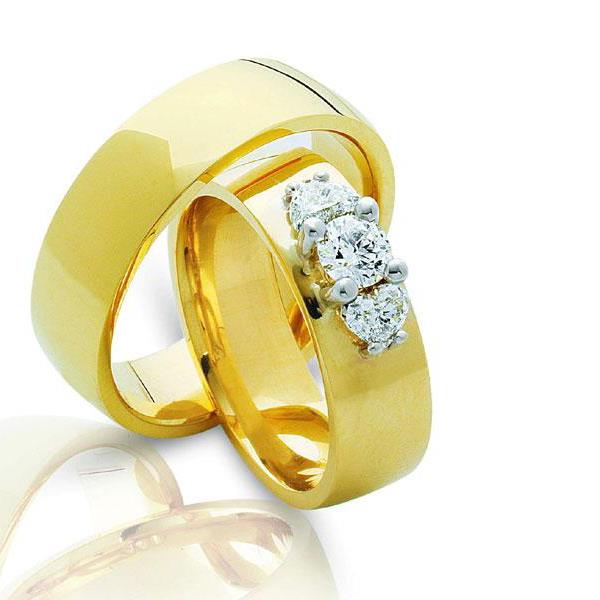 Обручальные кольца парные из желтого и белого золота 585 пробы, серия "Twin set", артикул R-ТС 3290/001