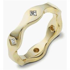 Обручальное кольцо с бриллиантами из золота 585 пробы, артикул R-2198-1
