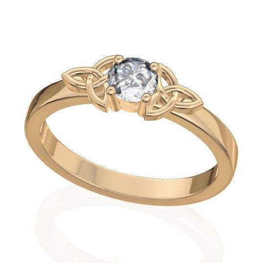Кольцо с 1 бриллиантом 0,25 ct 4/5  из розового золота 585°