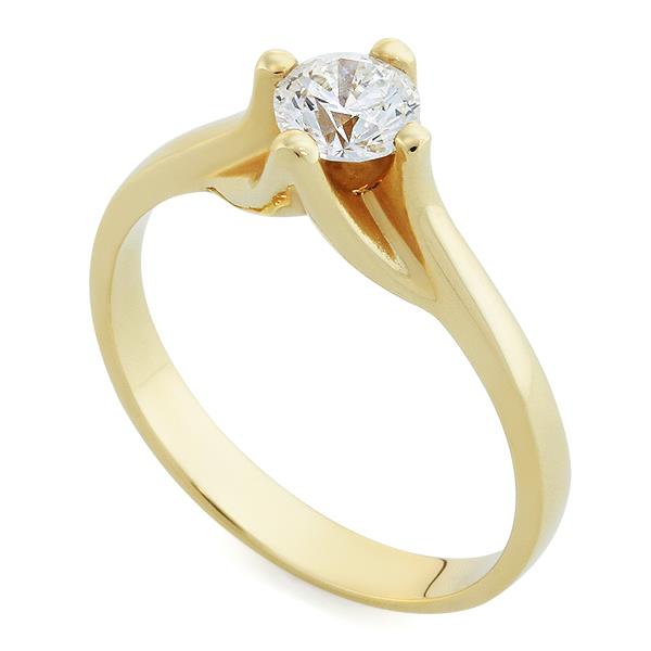 Помолвочное кольцо с 1 бриллиантом 0,50 ct 4/5  желтое золото 585°, артикул R-НП 008 