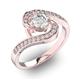 Помолвочное кольцо с 1 бриллиантом 0,45 ct 4/5  и 22 бриллиантами 0,13 ct 4/5 из розового золота 585°