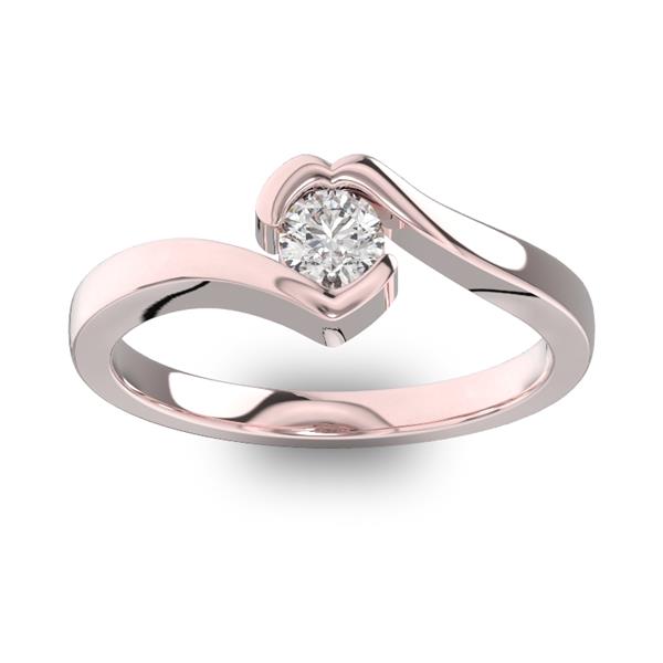 Помолвочное кольцо 1 бриллиантом 0,34 ct 4/5 из розового золота 585°