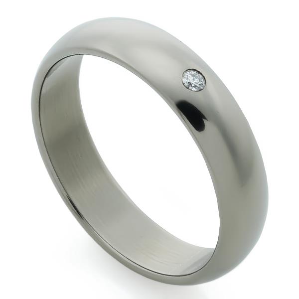 Обручальное кольцо из титана с 1 бриллиантом, артикул R-Т4020