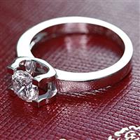 Помолвочное кольцо с 1 бриллиантом 0,18 ct 3/6 белое золото 585°