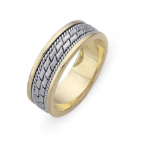 Обручальное кольцо из двухцветного золота 585 пробы, артикул R-СЕ028