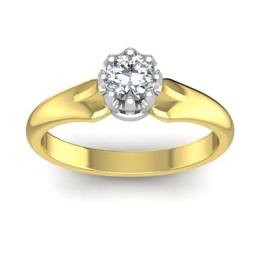 Кольцо с 1 бриллиантом 0,22 ct 4/5 из желтого золота 585°