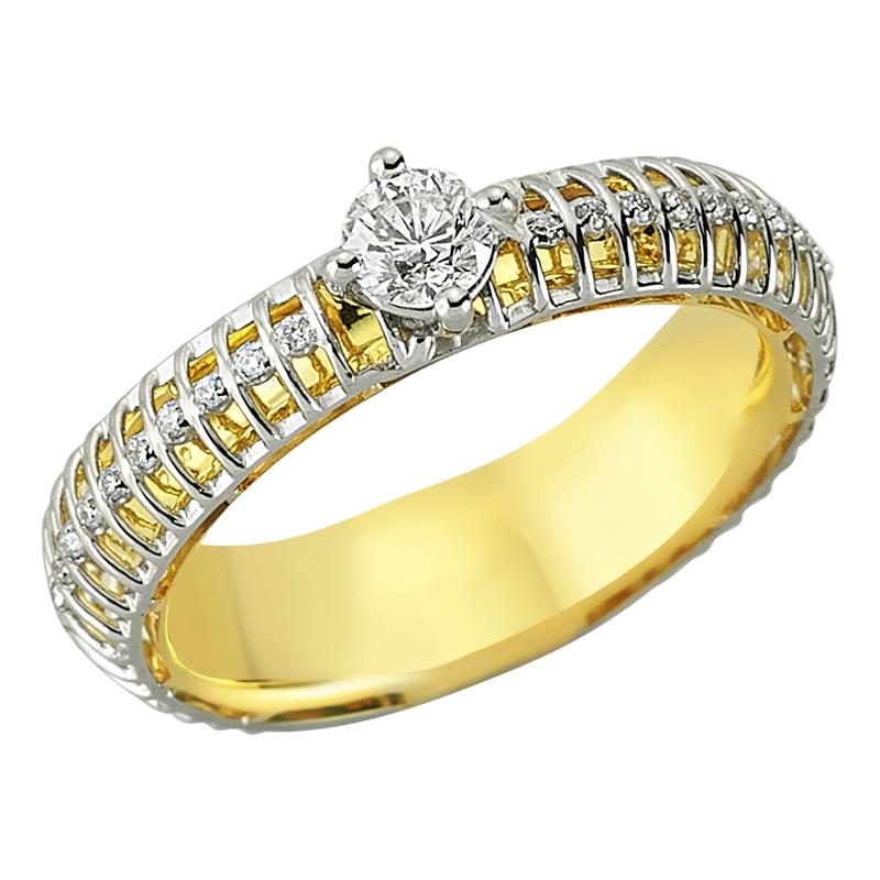 Кольцо из желтого и белого золота 750 пробы с бриллиантами, артикул R-80931