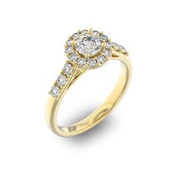 Помолвочное кольцо с 1 бриллиантом 0,45 ct 4/5  и 18 бриллиантами 0,45 ct 4/5 из желтого золота 585°, артикул R-D35967-1