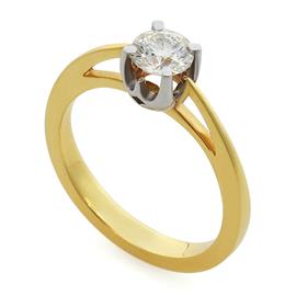 Помолвочное кольцо с 1 бриллиантом 0,49 ct 7/7 желтое и белое золото, артикул R-TRN02681-02 