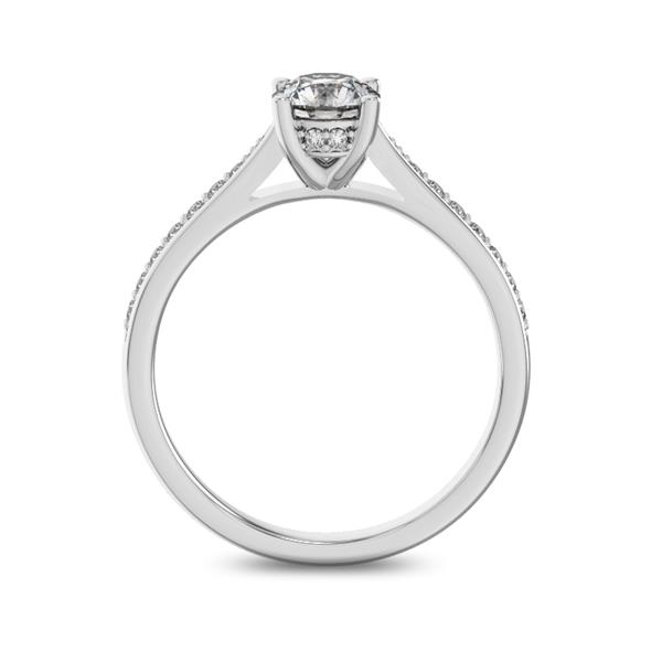 Помолвочное кольцо с 1 бриллиантом 0,45 ct 4/5  и  22 бриллиантами 0,11 ct 4/5 из белого золота 585°