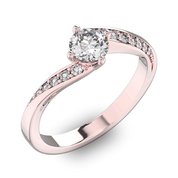 Помолвочное кольцо с 1 бриллиантом 0,45 ct 4/5  и 14 бриллиантами 0,1 ct 4/5 из розового золота 585°