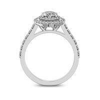Помолвочное кольцо с 1 бриллиантом 0,45 ct 4/5  и 56 бриллиантами 0,37 ct 4/5 из белого золота 585°