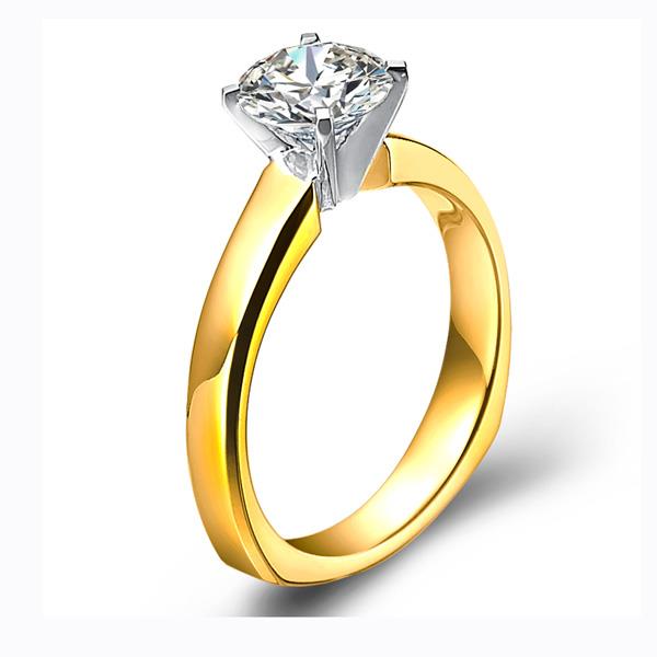 Помолвочное кольцо с 1 бриллиантом 0,40 ct 4/5  из желтого и белого золота 585°, артикул R-GGR32-1