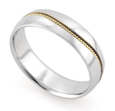 Обручальное кольцо из двухцветного золота 585 пробы, артикул R-V1013