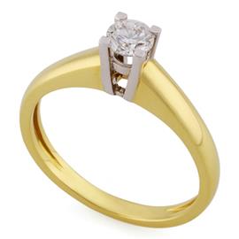 Помолвочное кольцо из желтого и белого золота 750 пробы с 1 бриллиантом 0,25 карат, артикул R-TRN04671-06