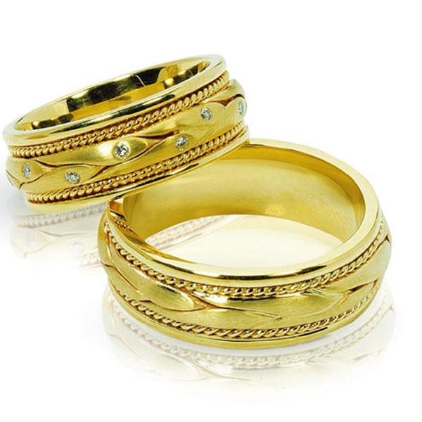 Обручальные кольца парные из золота 585 пробы, серия "Twin set", артикул R-ТС 1650_1/001