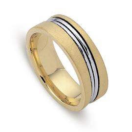 Обручальное кольцо из двухцветного золота 585 пробы, артикул R-ДК 030