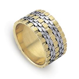 Обручальное кольцо из двухцветного золота 585 пробы, артикул R-ДК 010