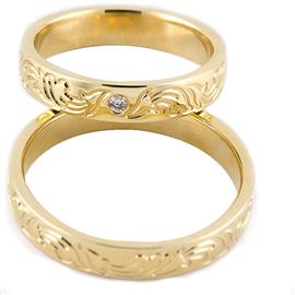 Обручальные кольца из желтого золота 585 пробы серии "Twin Set", артикул R-ТС 3352-1
