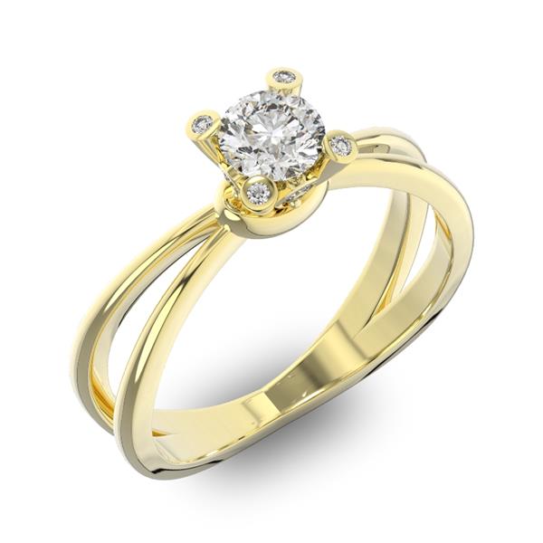 Помолвочное кольцо 1 бриллиантом 0,5 ct 4/5 и 8 бриллиантами 0,12 ct 4/5 из желтого золота 585°