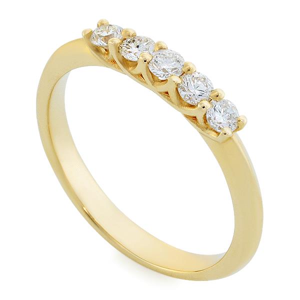 Помолвочное кольцо с 5 бриллиантами 0,29 ct 3/6 желтое золото 585°, артикул R-R0047W