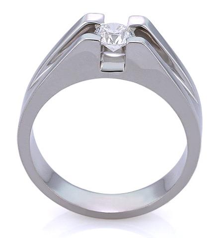 Мужское кольцо с 1 бриллиантом 0,50 ct 4/5 из белого золота 585°