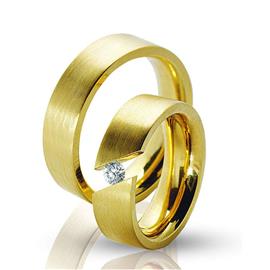 Обручальные кольца парные с бриллиантом из золота 585 пробы, артикул R-ТС 2815