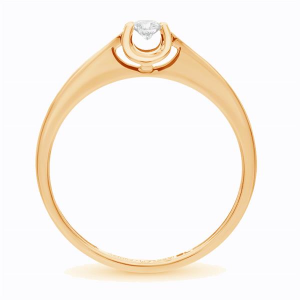 Помолвочное кольцо с 1 бриллиантом 0,10 ct 4/5  из розового золота 585°